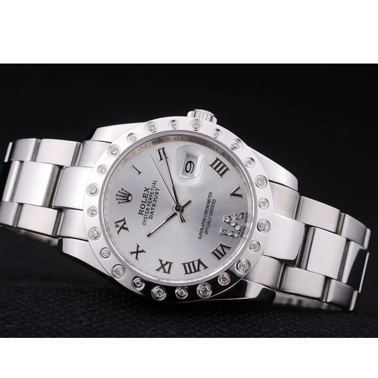 Aaa replica watch Bezel Dial Rolex 7468 Diamond Datejust Silver 0805